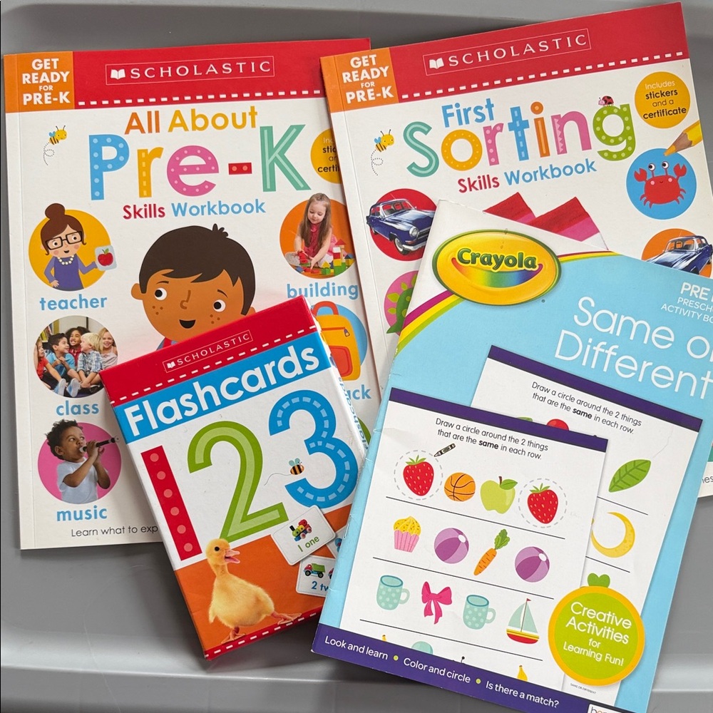 Pre-K Scholastic & Crayola Kids Learning Workbook Bundle